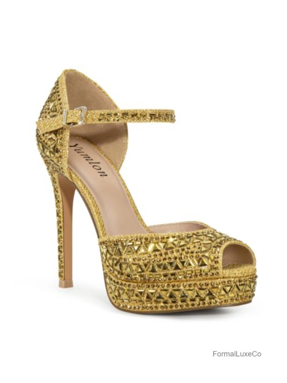 Womens Peep Toe Platform Stiletto Heels Rhinestone Wedding Party Pumps